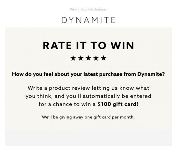 Dynamite Gift Card Email