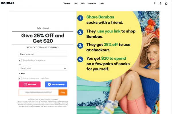 bombas referral program fashion apparel referral examples referralcandy
