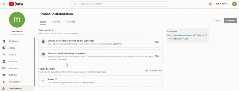 how to customize your youtube channel