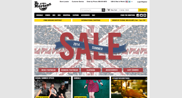 Dr. Martens. Users can navigate to the most important places without having to scroll down at all.