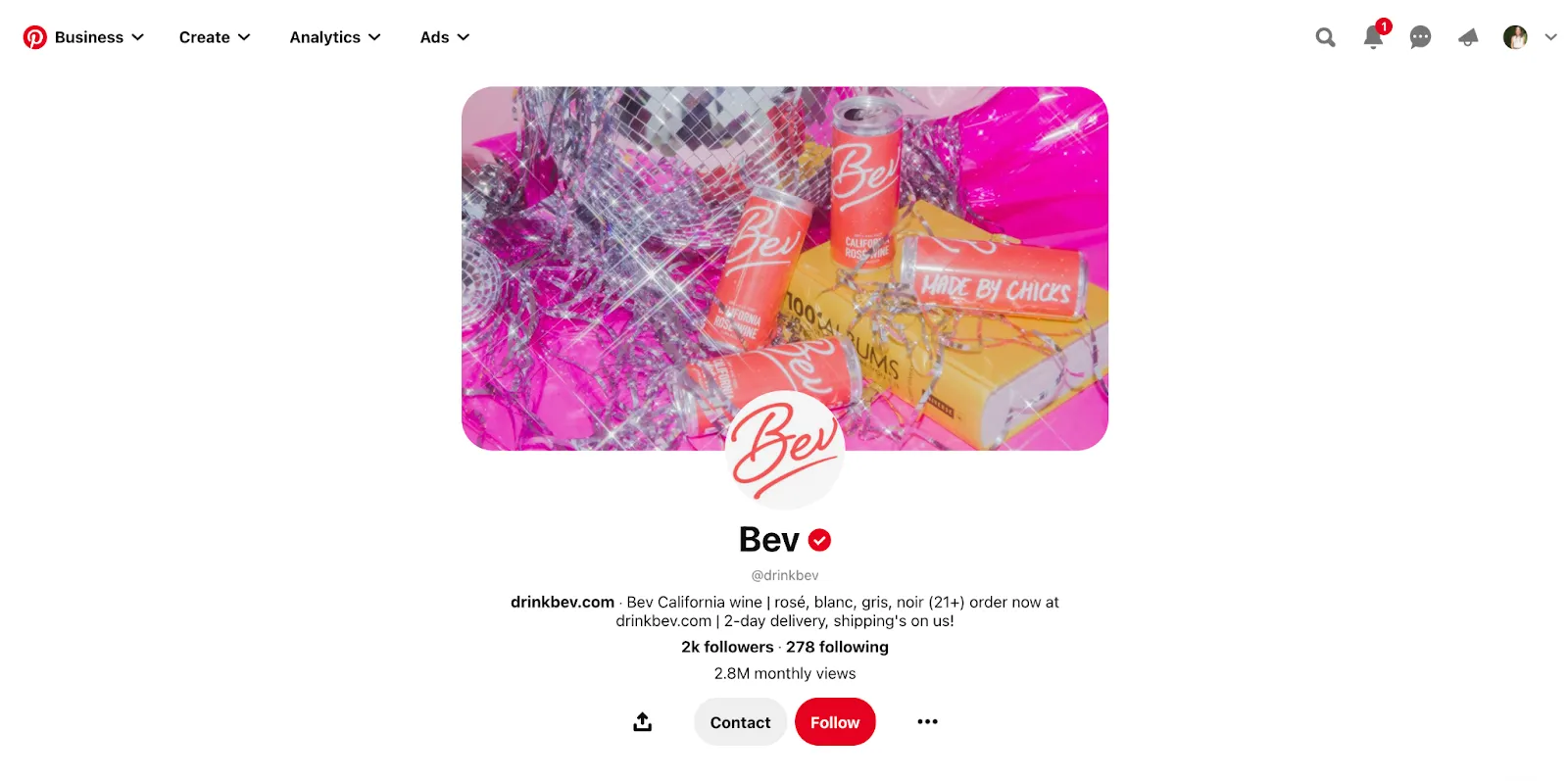 Pinterest Bev account