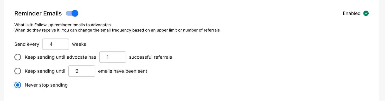 Reminder emails within ReferralCandy