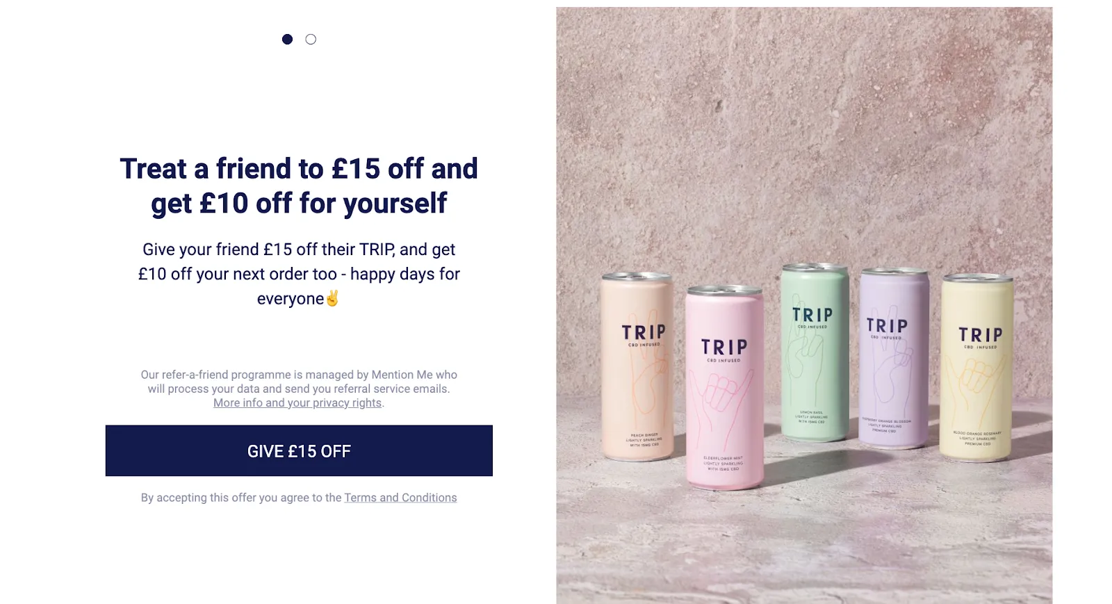 Referral program page of TRIP