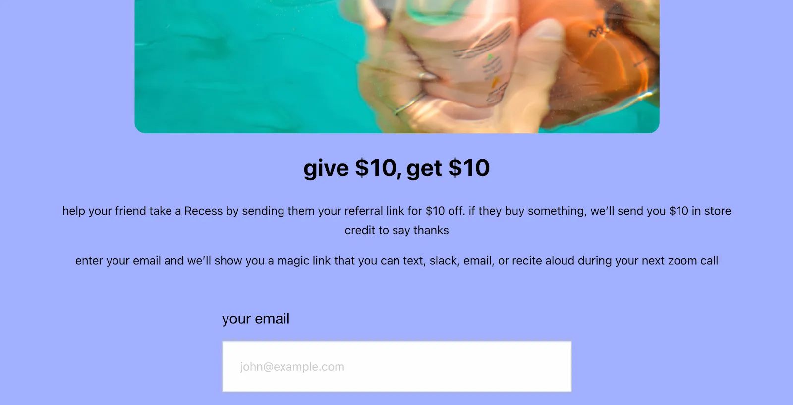 Recess 'give $10 get $10' program explanation