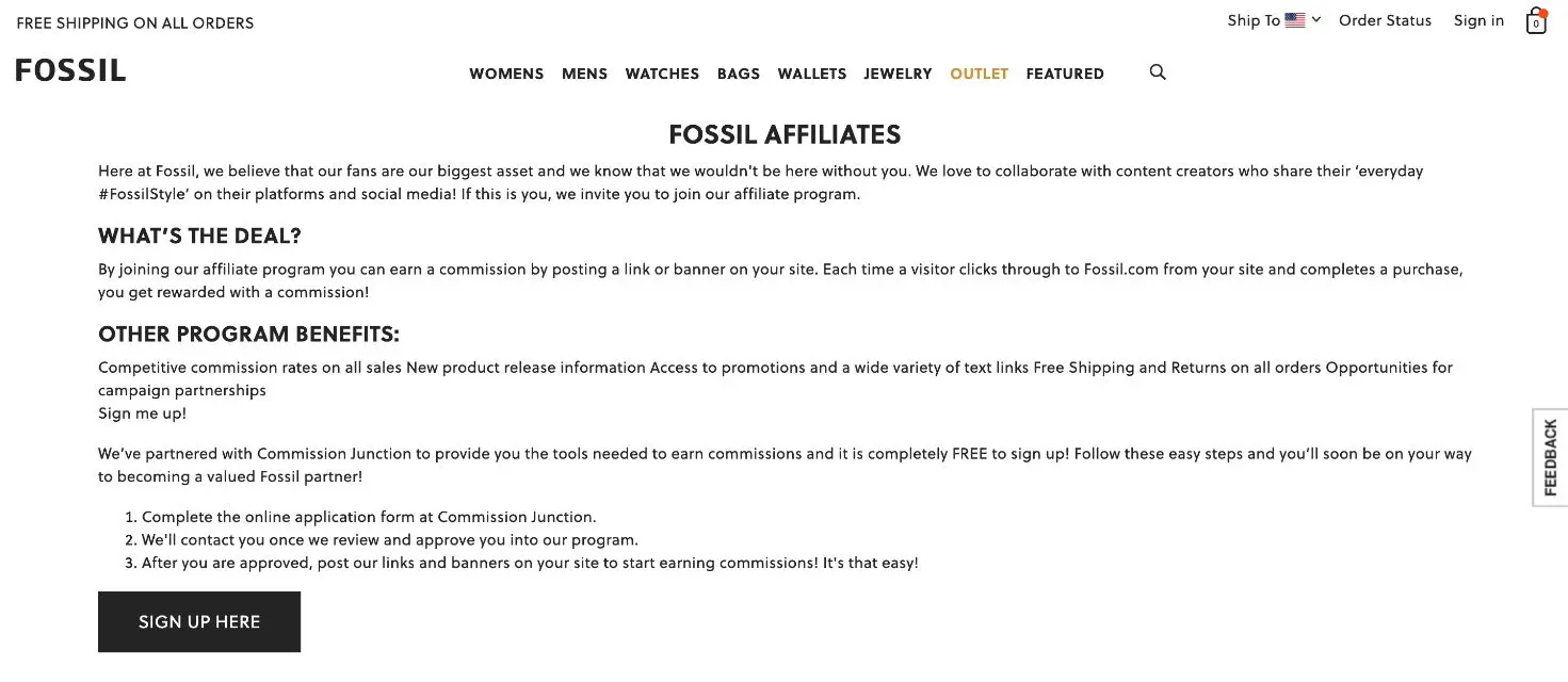 Fossil affiliate program