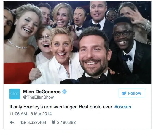 ellen selfie oscars samsung