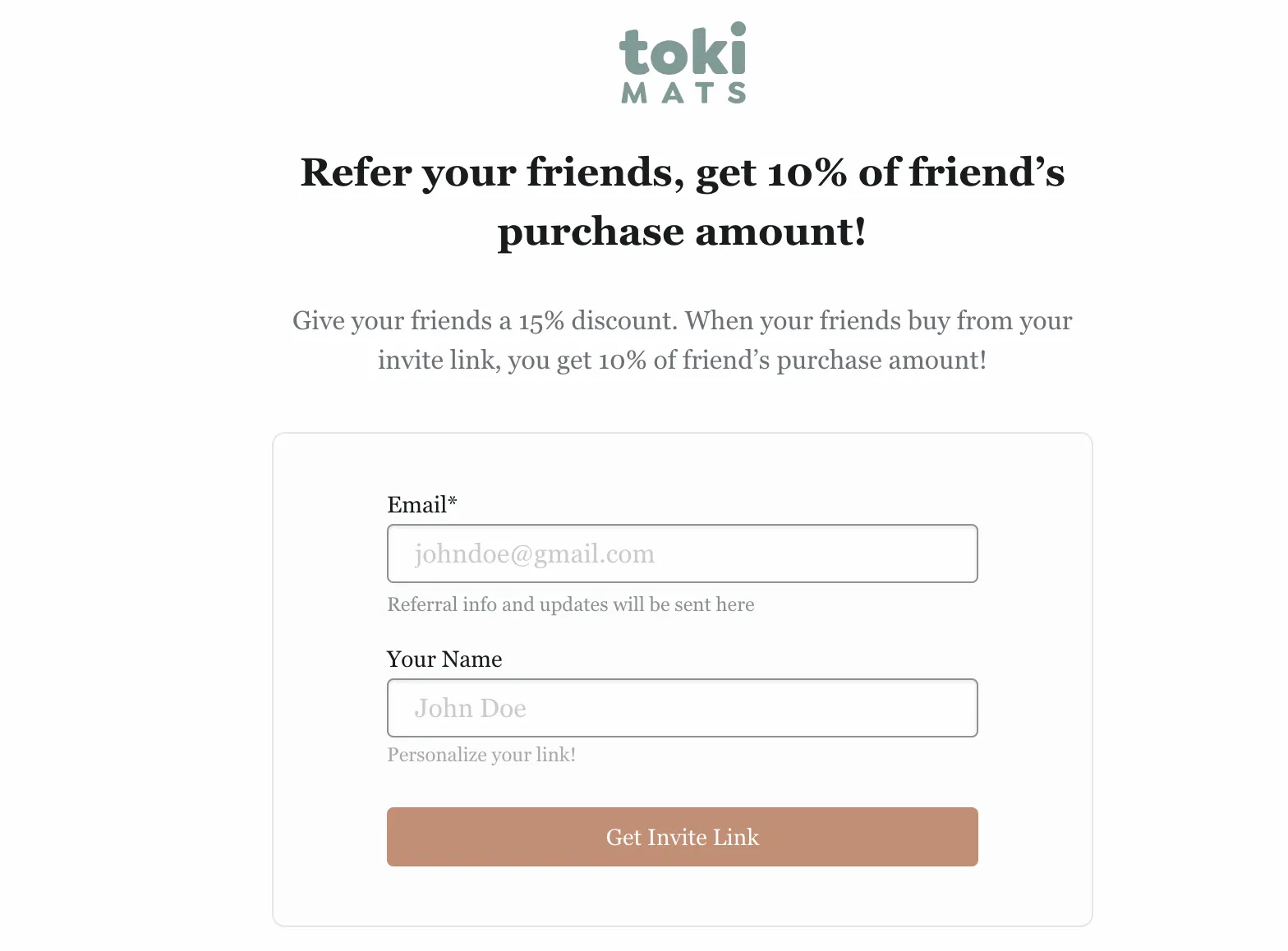 Toki Mats refer your friends page