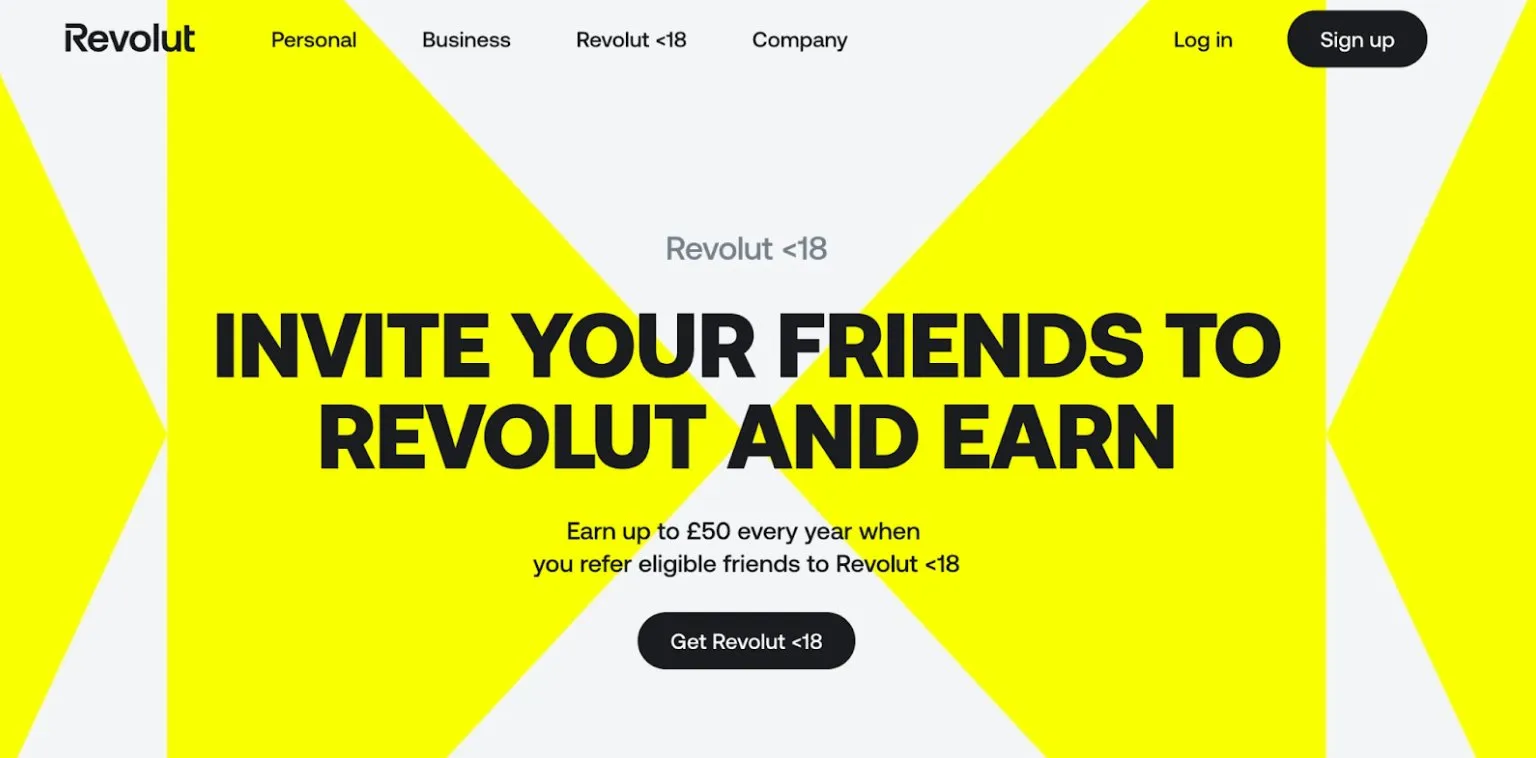Screenshot of Revolut invite your friends page