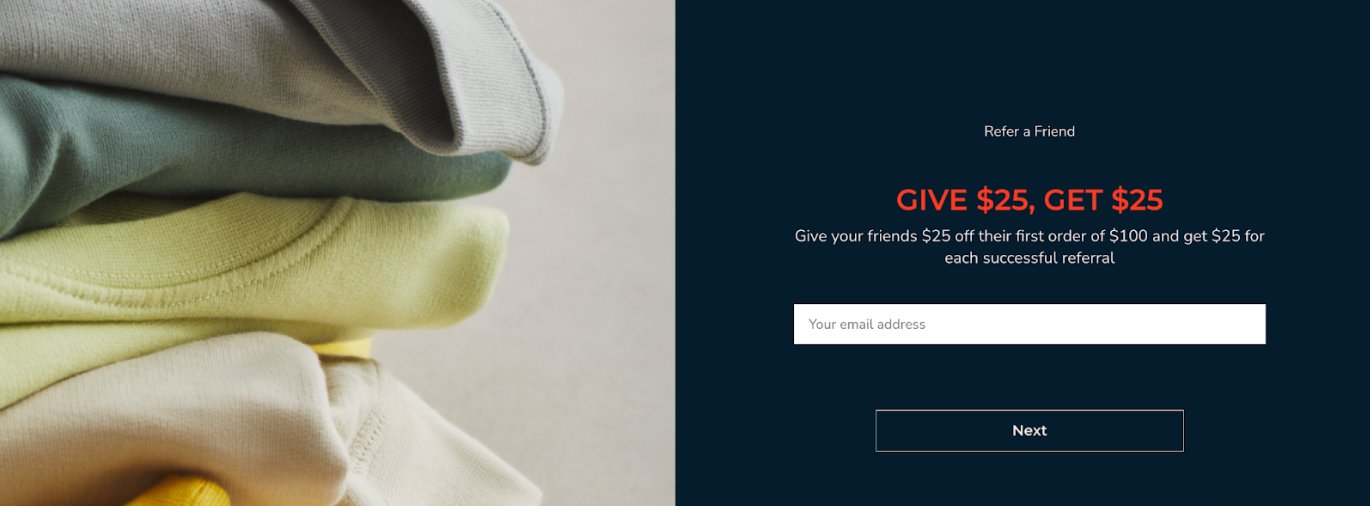 A screenshot American Giant referral program