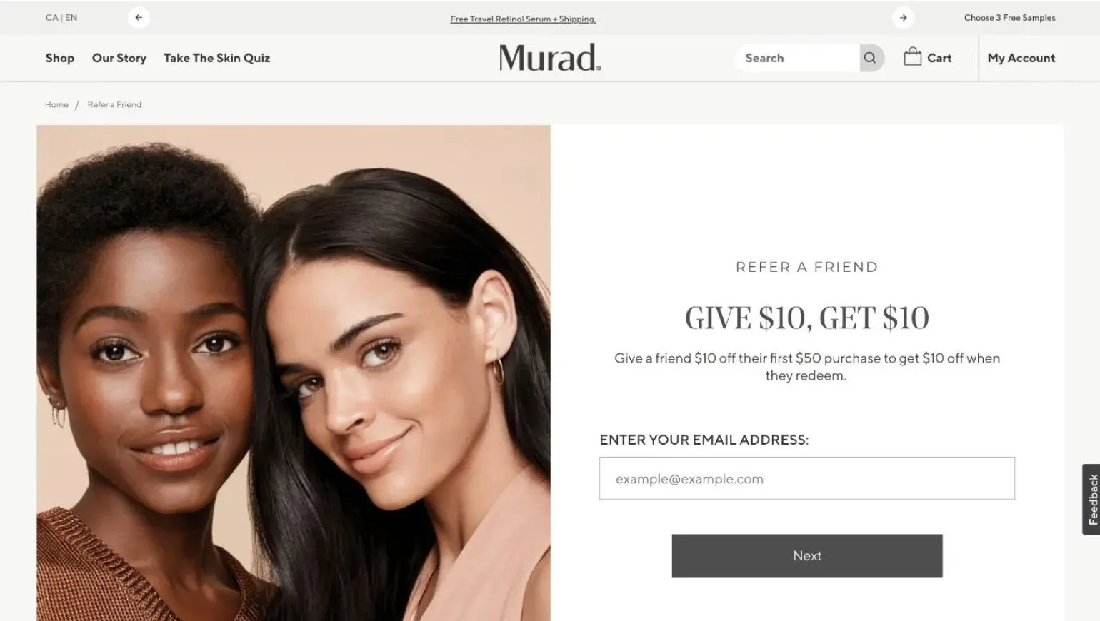 A screenshot of Murad Skincare program