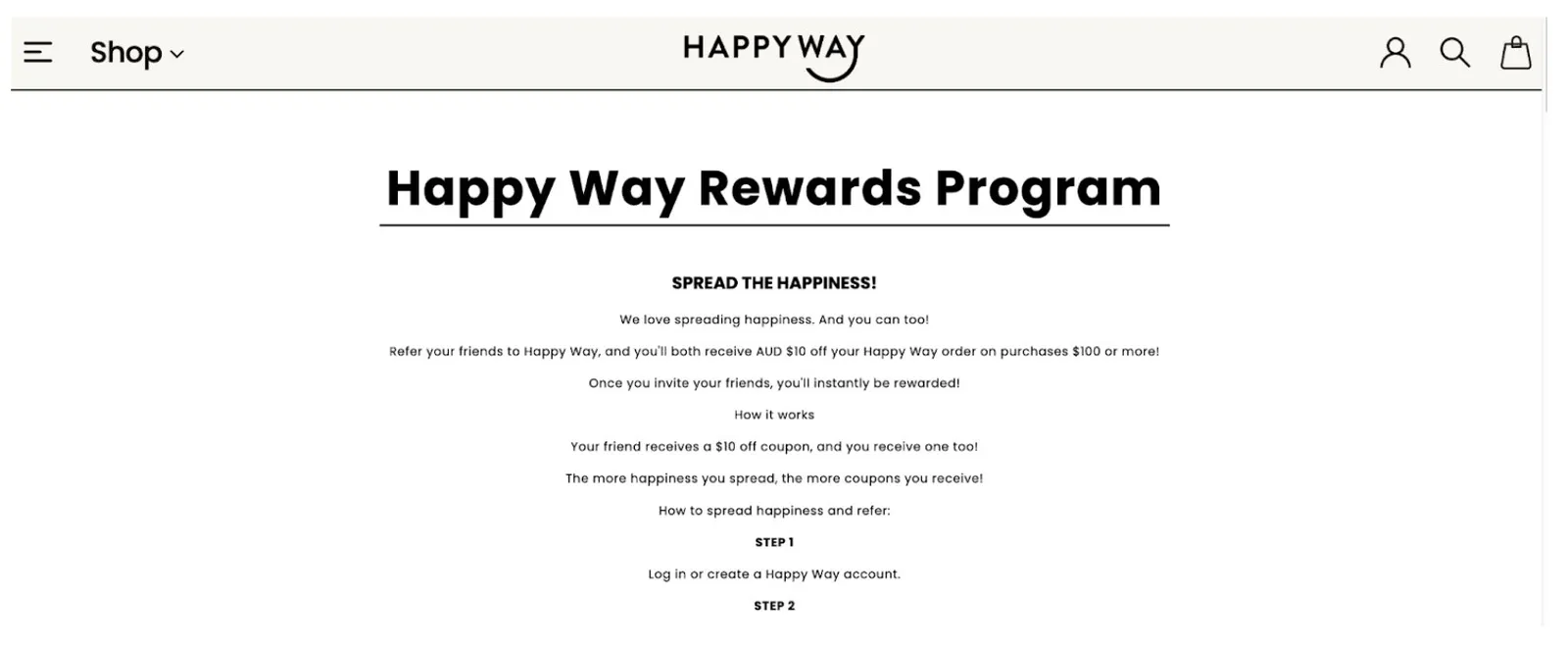 Happy Way rewards program