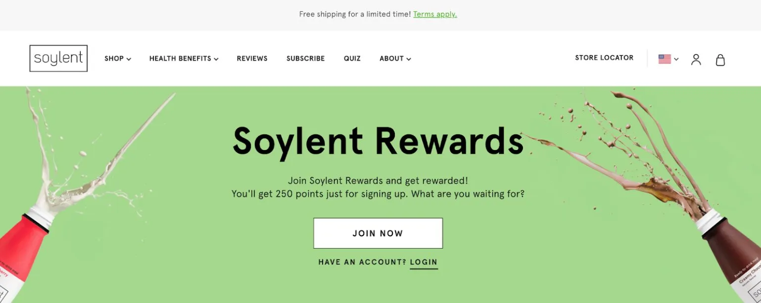 A screenshot of Soylent rewards program