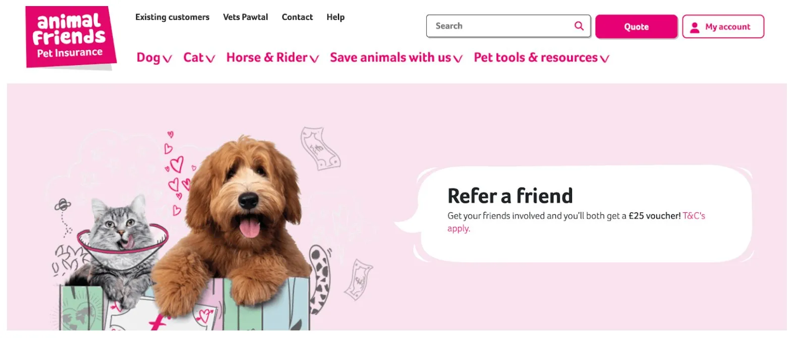 Animal friends refer a friend page