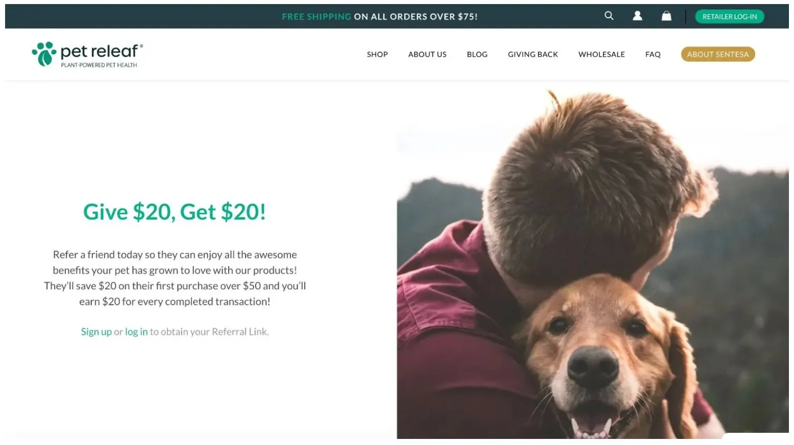 Pet Releaf referral page