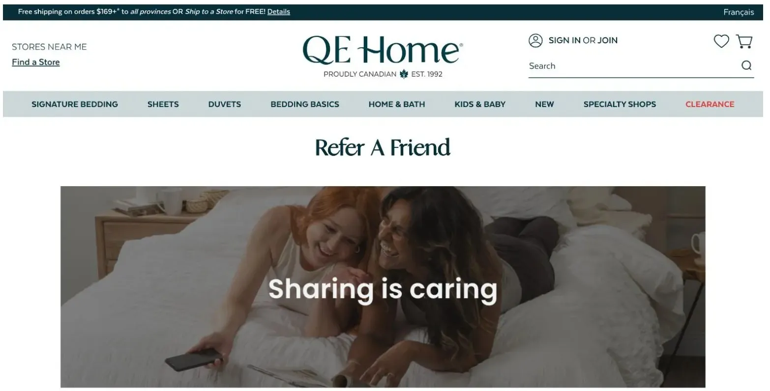 QE Home referral program page