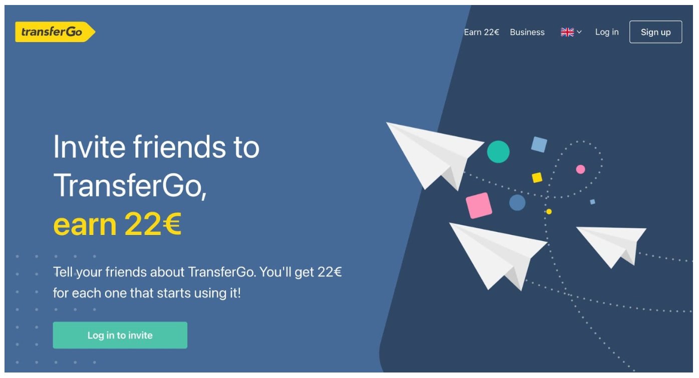 TransferGo invite friends page