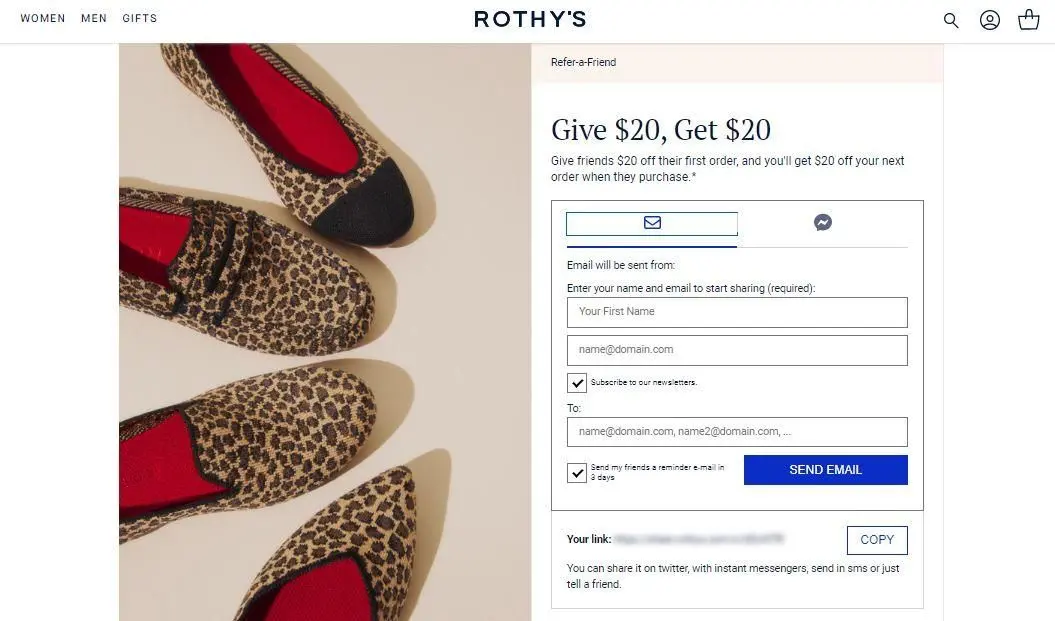 Rothy's referral form