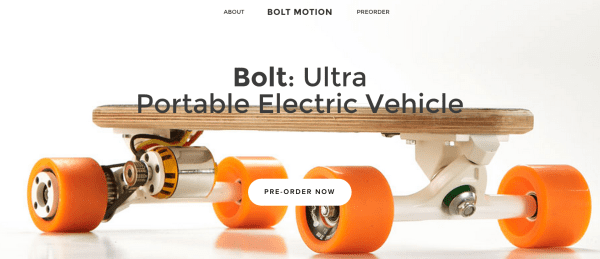 Bolt homepage pre-order