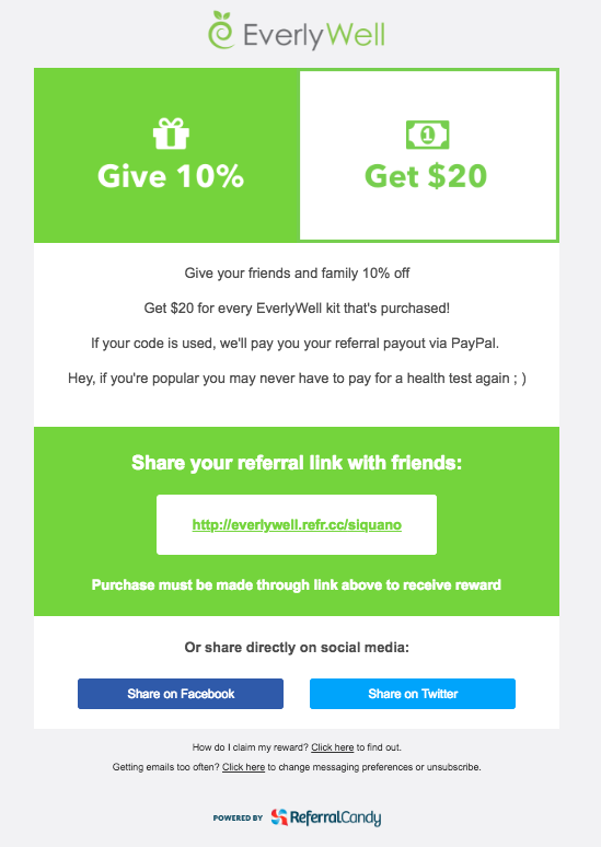 ecommerce slow months - everlywell send a referral email -- referralcandy jilt guestpost