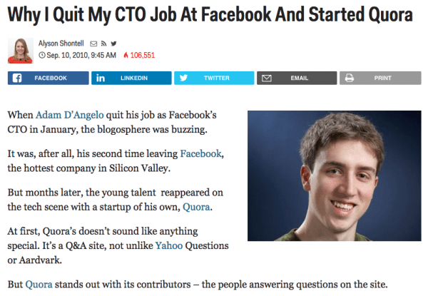 Why Adam quit Facebook for Quora