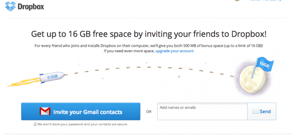 Screenshot of Dropbox refer-a-friend program