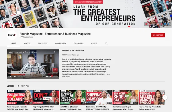 Foundr Magazine YouTube