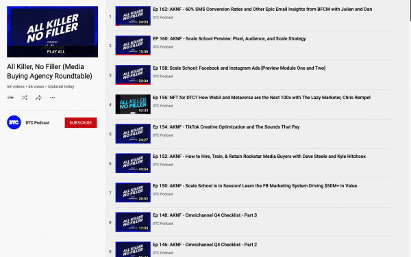 DTC Podcast YouTube