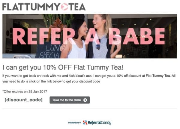 flattummytea referral friend landing page