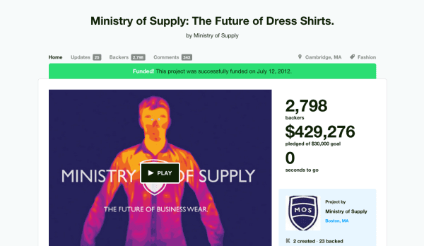 Ministry of Supply APOLLO shirt Kickstarter