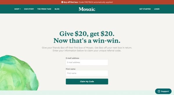 Mosaic referral page