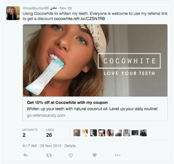 Cocowhite ReferralCandy Twitter Sharing Cards
