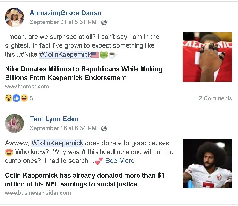 Nike Colin Kaepernick ad - facebook